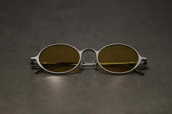 Rigards oval aluminum-magnesium alloy frame glasses RG0103AL series collection RG-RG0103AL-SNMSH cement frosted yellow lenses